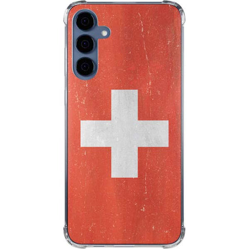 Switzerland Flag Distressed Galaxy A35 5G Clear Case